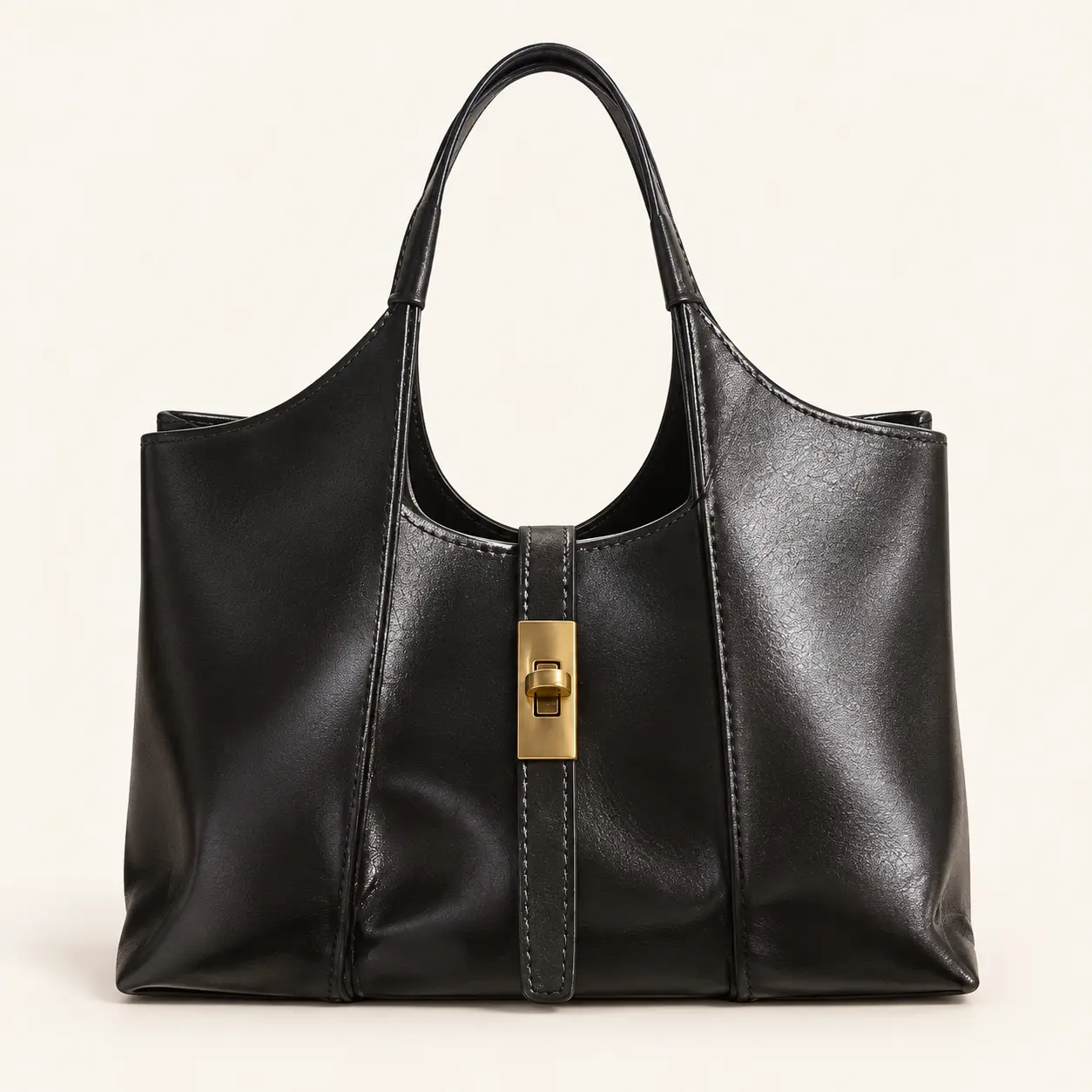 Grand sac noir Systyle Paris à fermoir doré